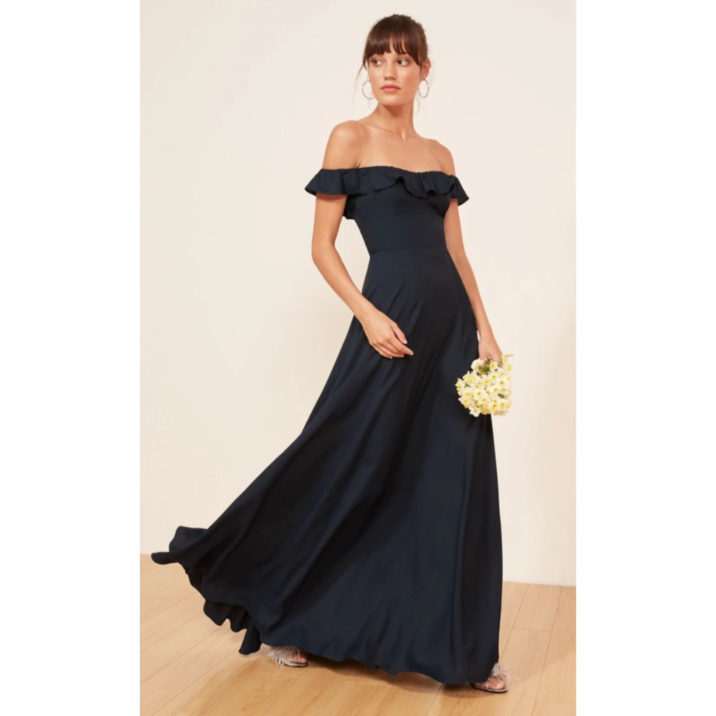 Reformation Verbena Dress In Navy